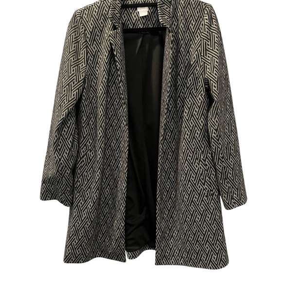 Chico's Black and White Blazer Classic Open-Front Design Women’s Size 2 Work - Picture 1 of 7